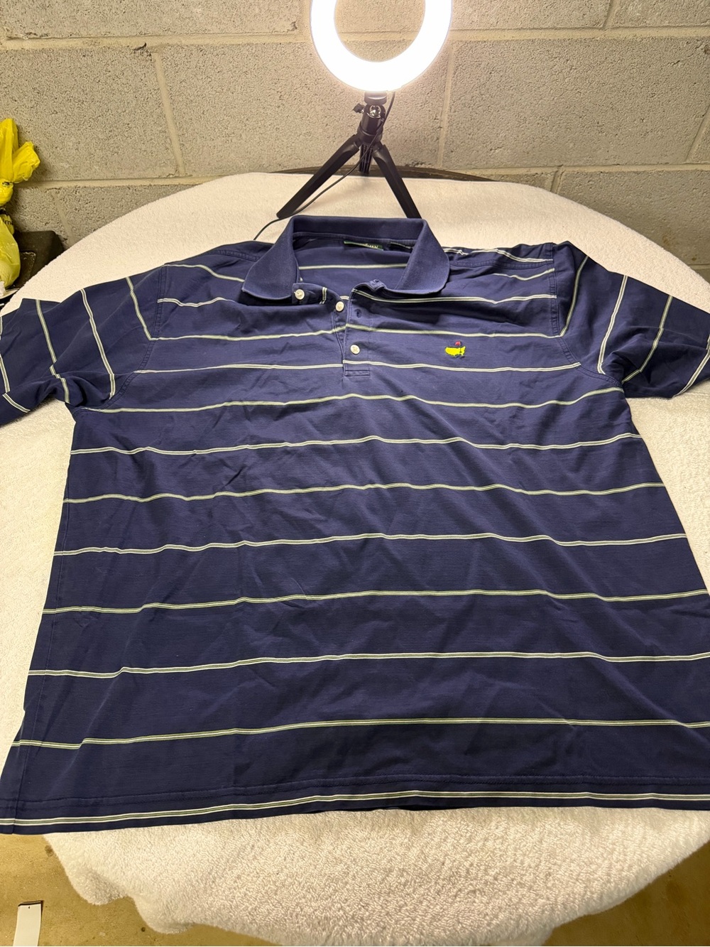 Amen Corner Masters Men's Navy Striped Polo Shirt - Classic Short Sleeve size XL